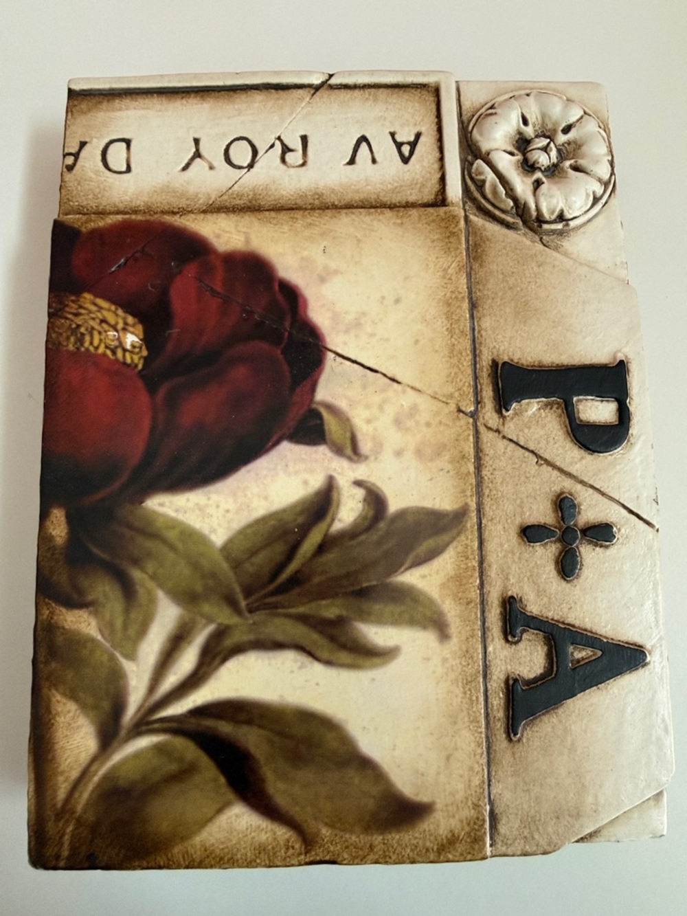 Sid Dickens Floral Relief Panel in Red, Green and Cream - Retired